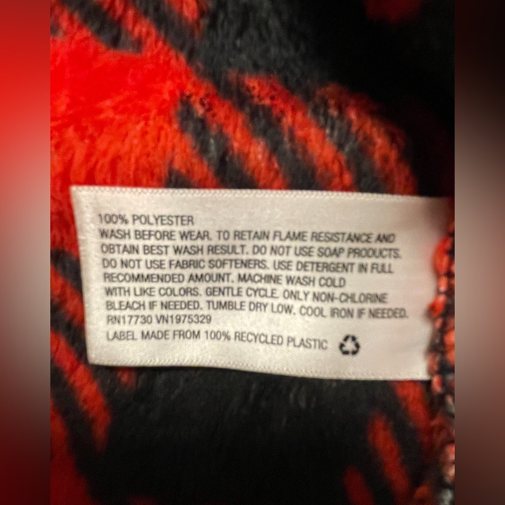 Kids Bathrobe Plush Red/Black Plaid Pajama Size Large 12/14 - Picture 4 of 12